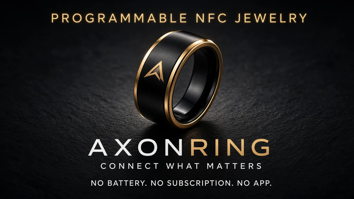Black and gold AxonRing product render with brand wordmark